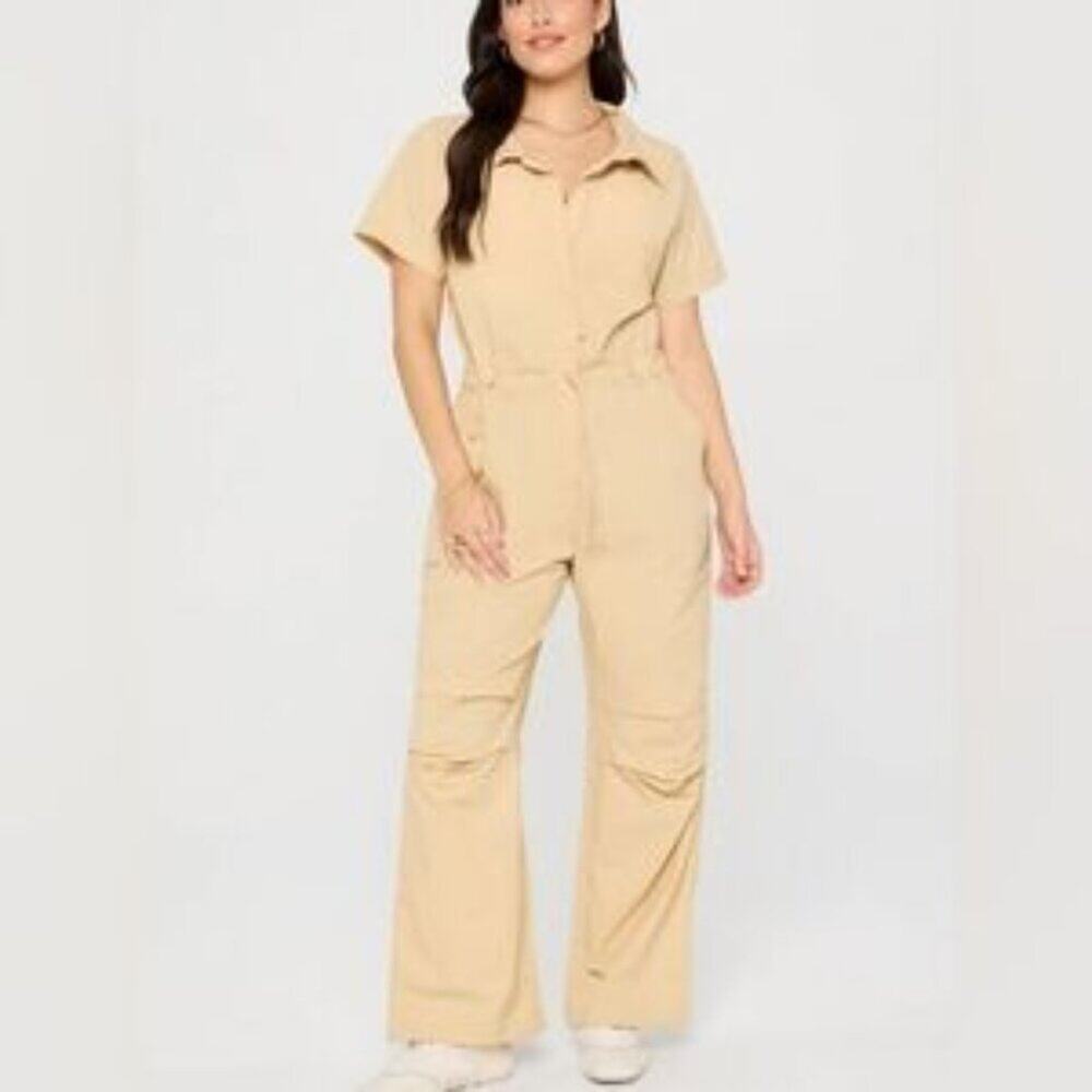 Fabletics Champagne Woven Flight Jumpsuit Short Sleeve Casual Size Xs